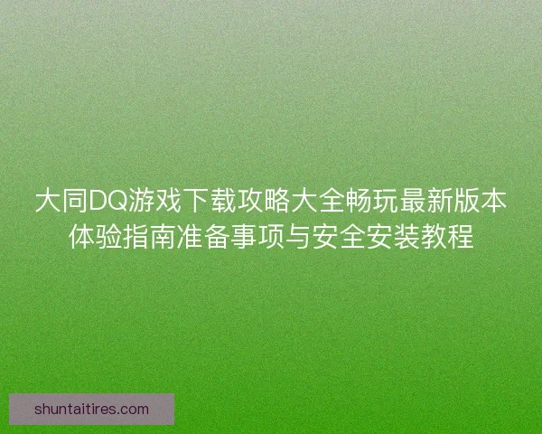 大同DQ游戏下载攻略大全畅玩最新版本体验指南准备事项与安全安装教程