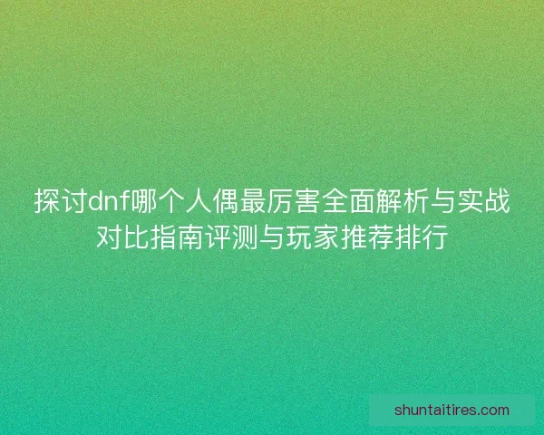 探讨dnf哪个人偶最厉害全面解析与实战对比指南评测与玩家推荐排行